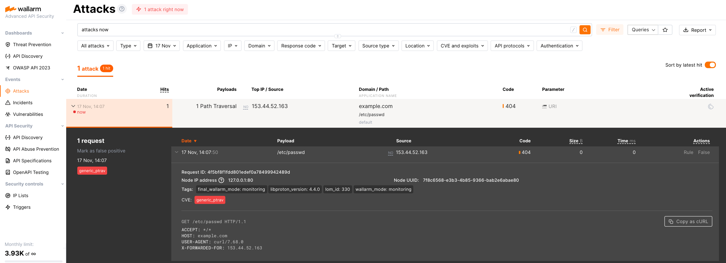 Checking filtering node operation