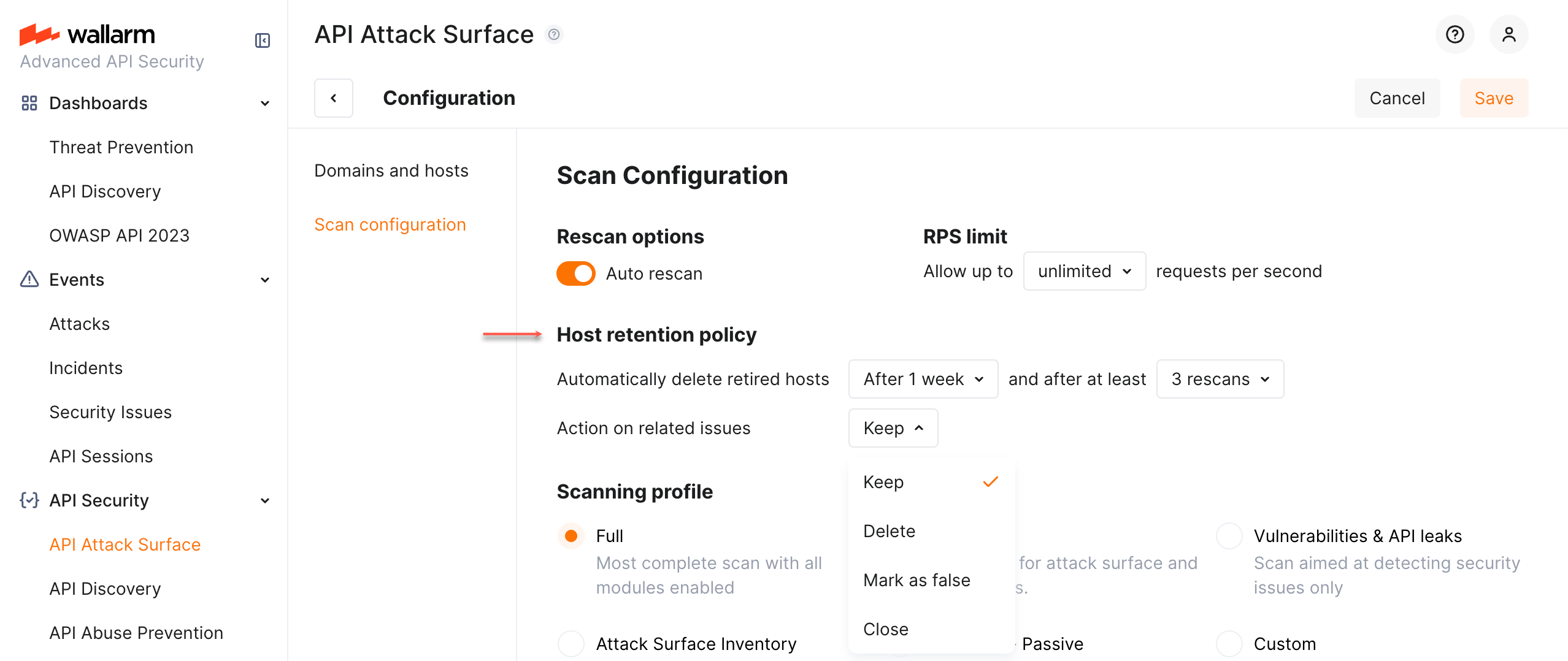 AASM - host retention policy