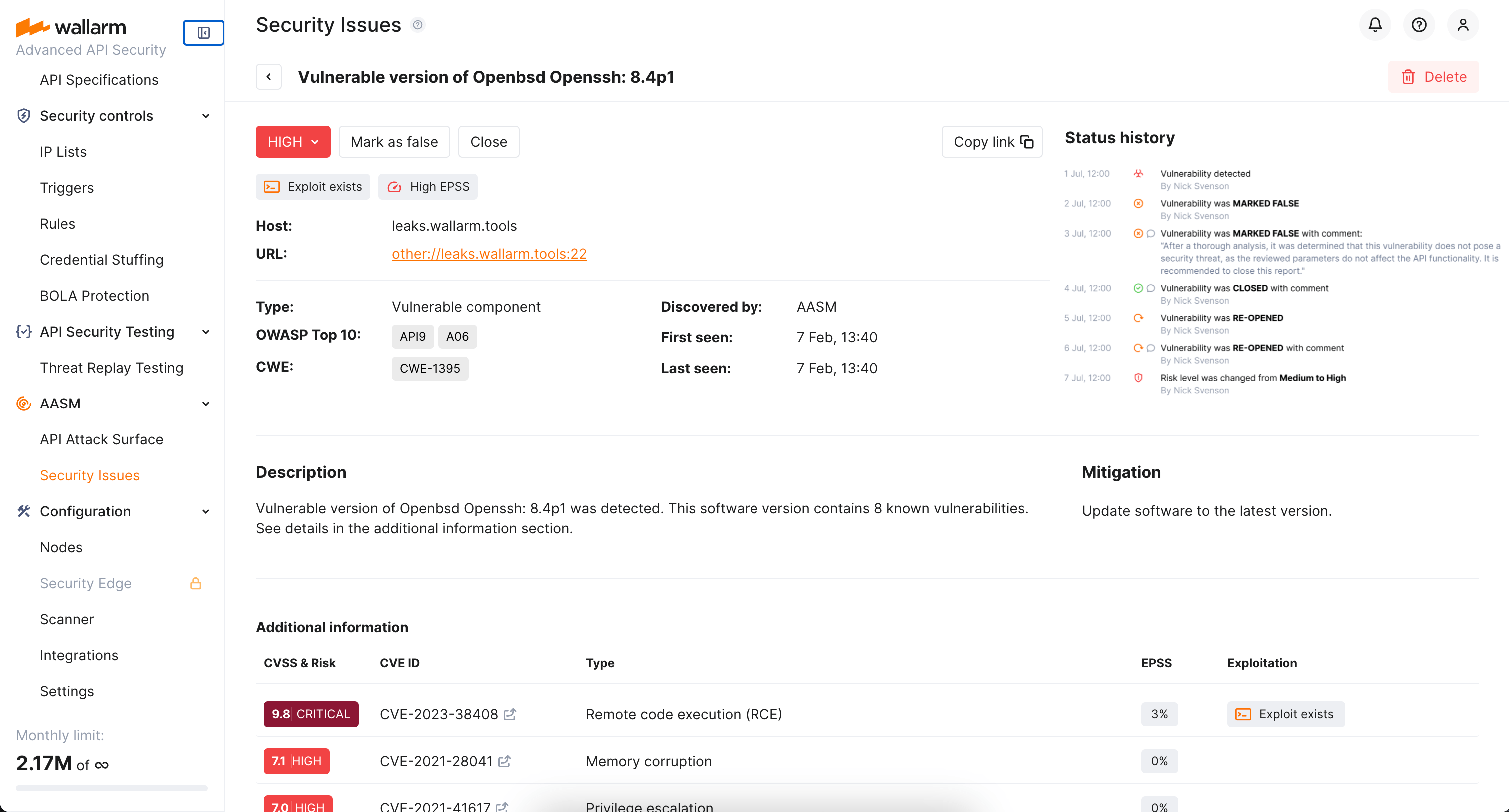 Security issues details - Details