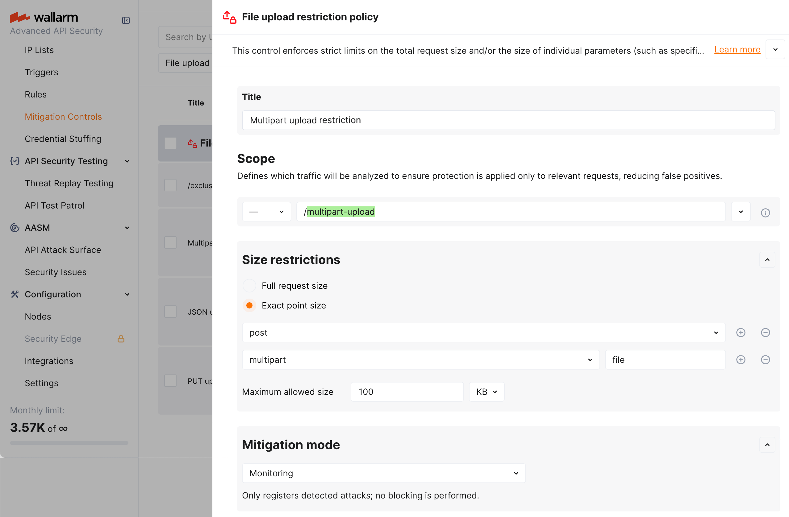 File upload restriction MC - example