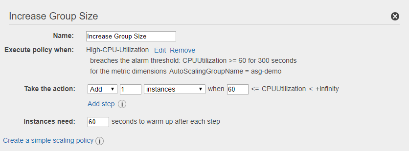 Auto Scaling Group size increase policy