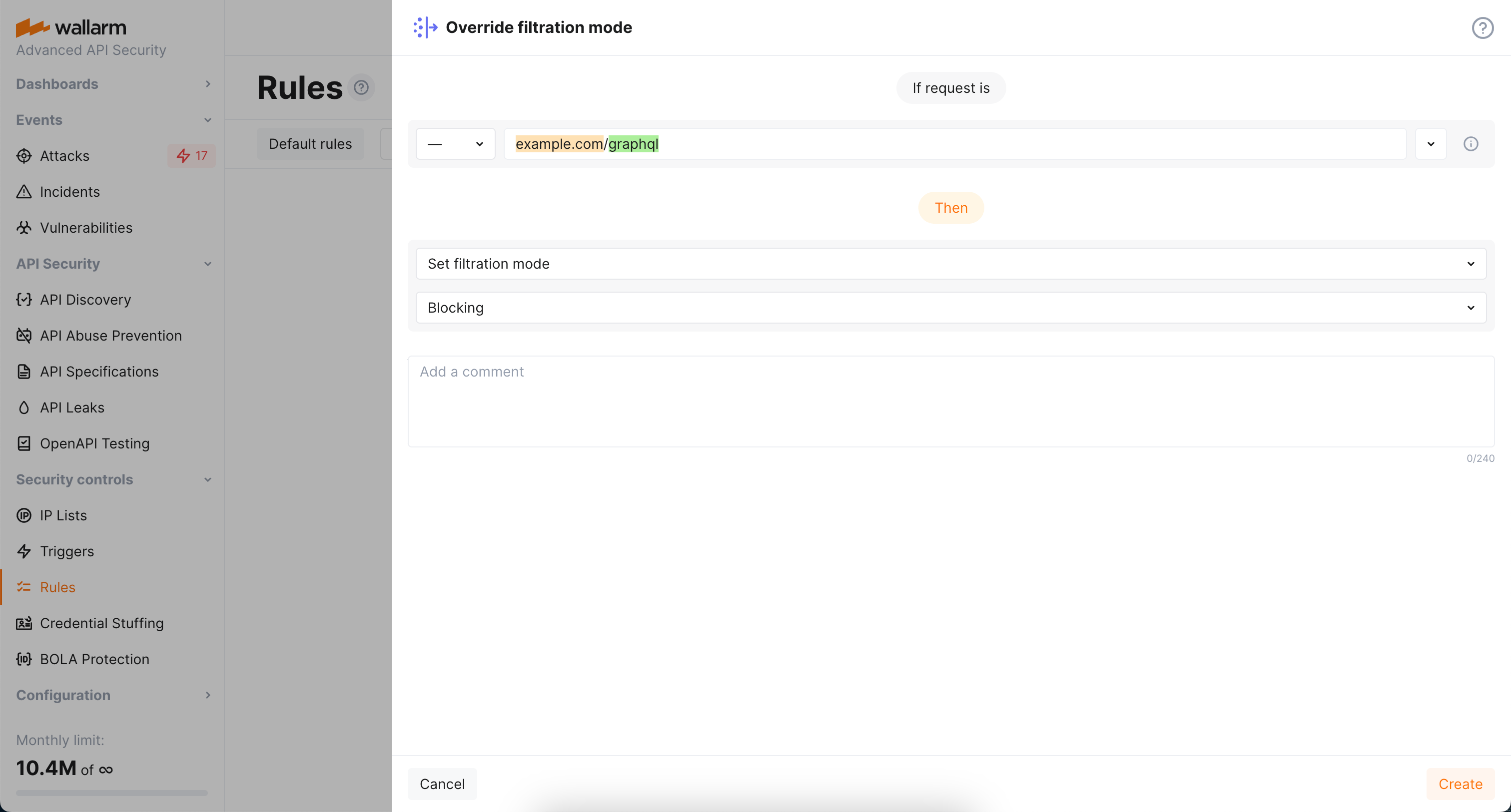 GraphQL policy blocking action