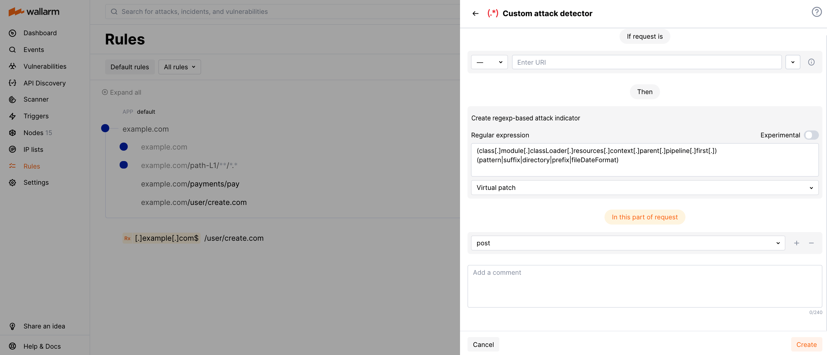 Virtual patch for specific post params