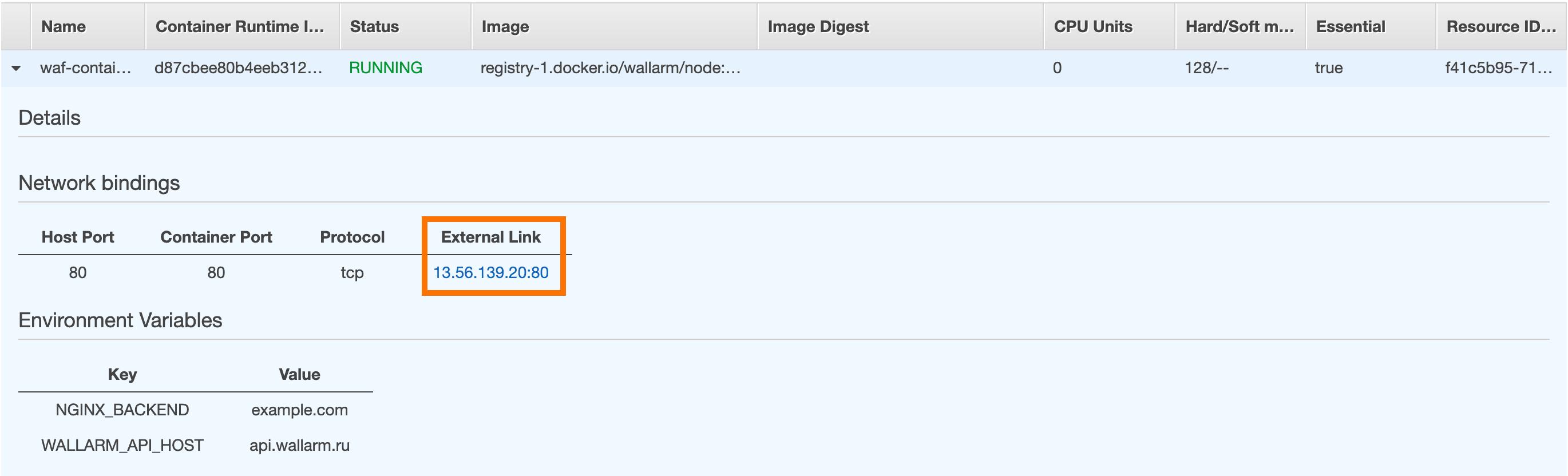 Settig up container instance